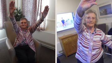 Crewe care home Resident keep fit and healthy during lockdown
